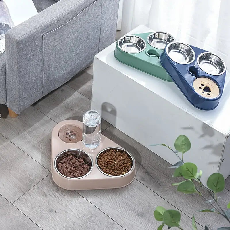 3 in 1 Pet Food Bowl with Automatic Drinking Feeder