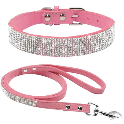 Leather Dog Collar Leash Set