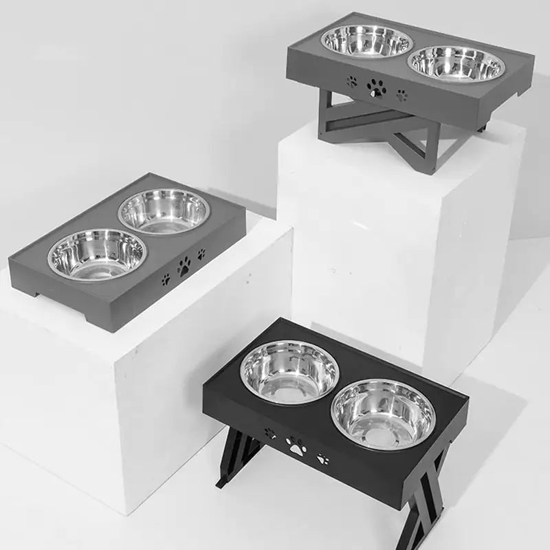 Adjustable Height Double-Bowl Pet Support Table