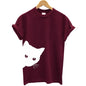 Cat Looking Out Side Print Women's T-shirt