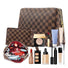 Checkered Makeup Bag;  BAGMIND 2Pcs Travel Cosmetic Bags;  Portable Toiletry Organizer for Women;  Lightweight and Waterproof Leather Toiletries Bag for Girl Friend Wife Christmas Gifts;  Brown