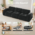 110''Boneless Sofa With Tufted,Soft Velvet Fabric,Modular Sectional Sofa Couches,32D High Density Sponge,Anti-Slip Design,Ergonomic Design Bottom,No Assembly Required,For Study,Home Theater,Black