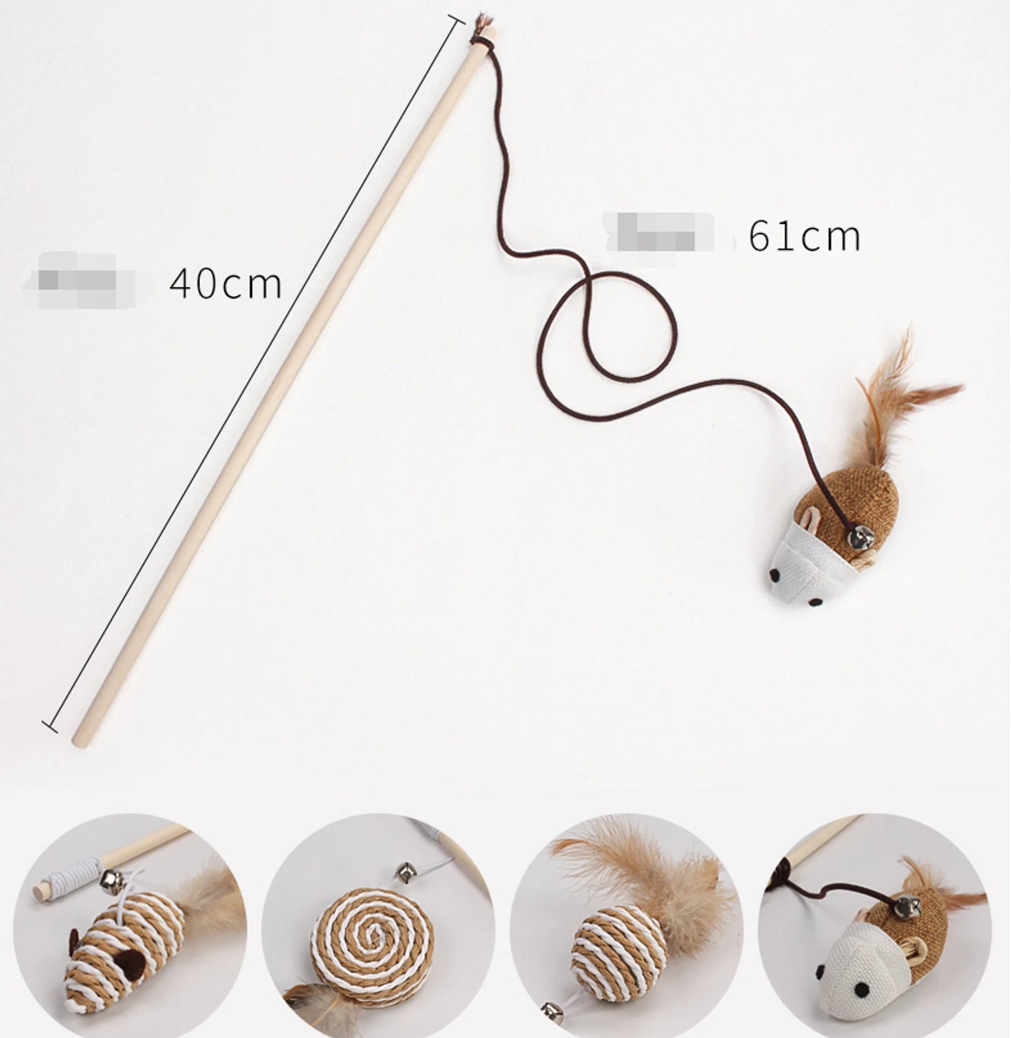 Cat Feather Mouse Stick With Bell