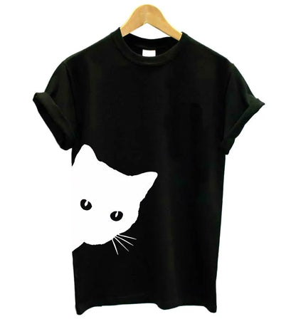 Cat Looking Out Side Print Women's T-shirt